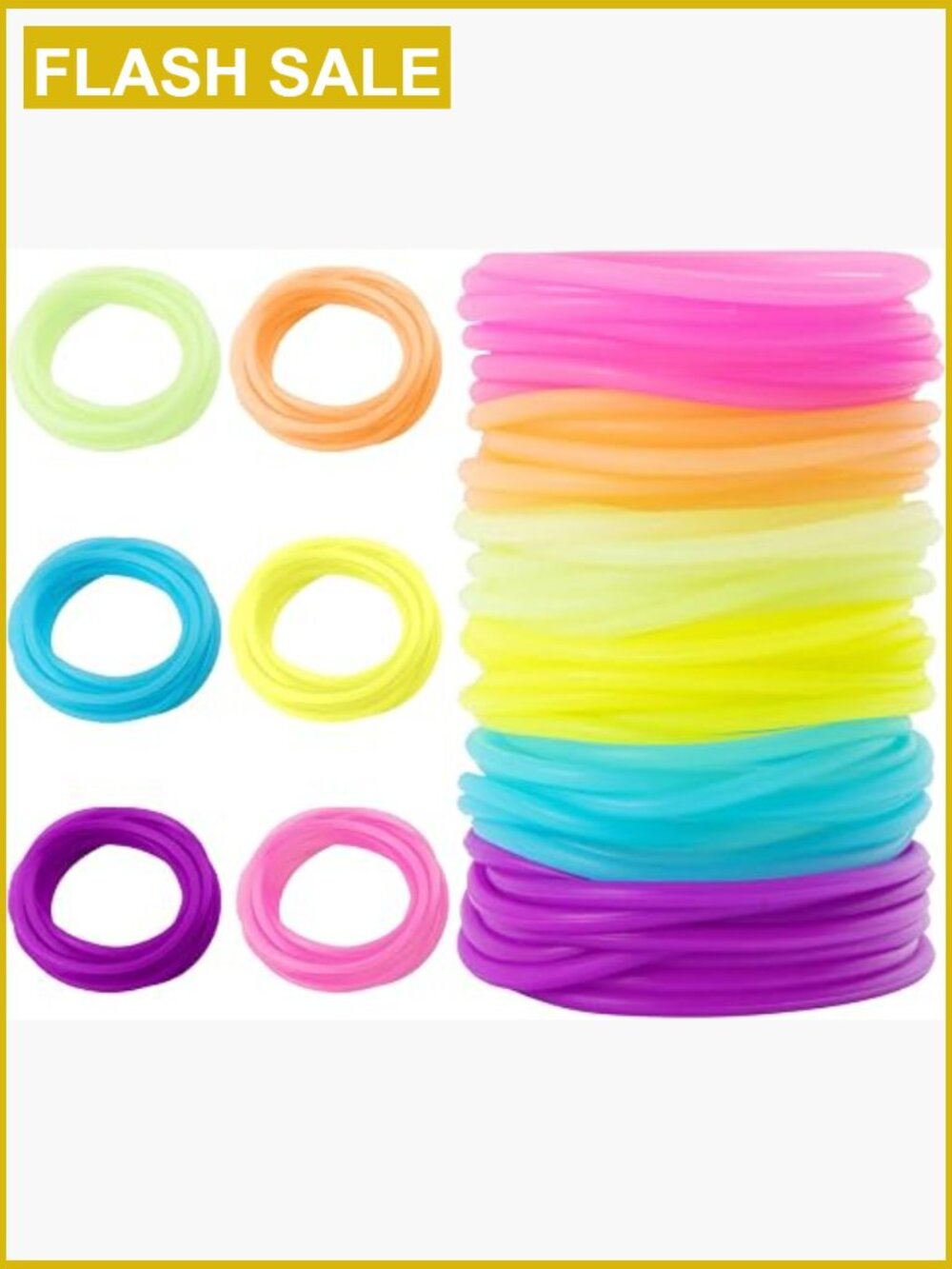 60 Neon Silicone Jelly Bracelets Bangle Wristband Party Favor